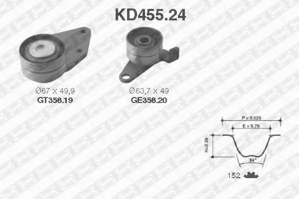 SNR - KD455.24 - Комплект ремня ГРМ (Ременный привод)