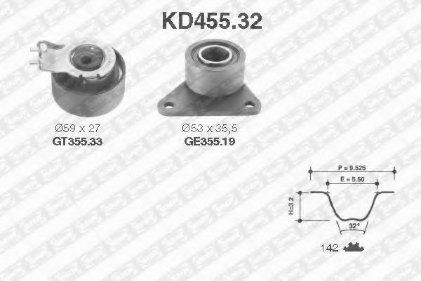 SNR - KD455.32 - Комплект ремня ГРМ (Ременный привод)