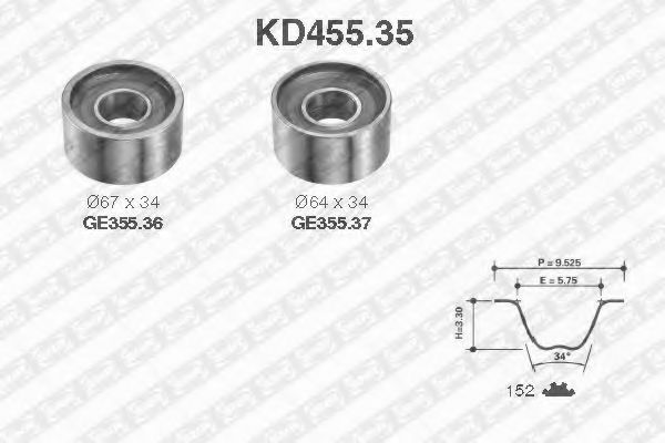 SNR - KD455.35 - Комплект ремня ГРМ (Ременный привод)