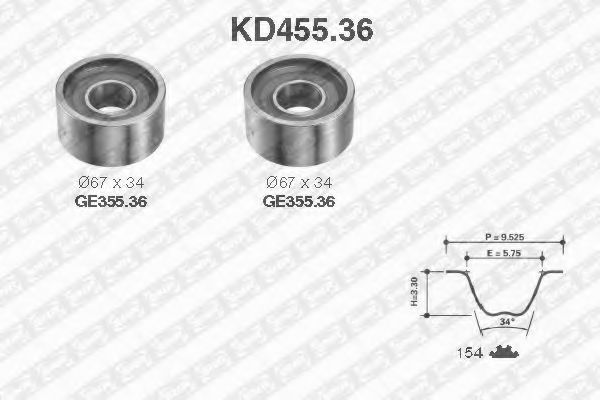 SNR - KD455.36 - Комплект ремня ГРМ (Ременный привод)