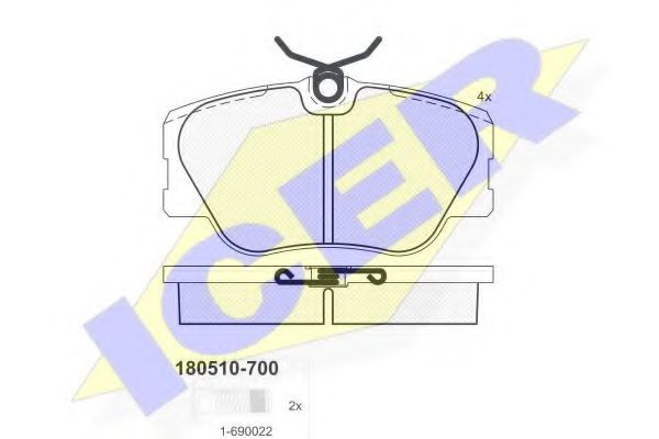 ICER - 180510-700 - Комплект тормозных колодок, дисковый тормоз (Тормозная система)