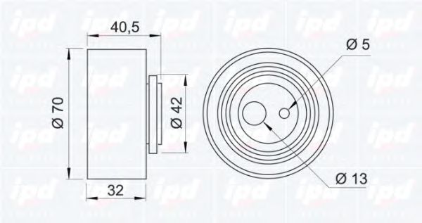 IPD - 14-0518 - Натяжной ролик, ремень ГРМ (Ременный привод)
