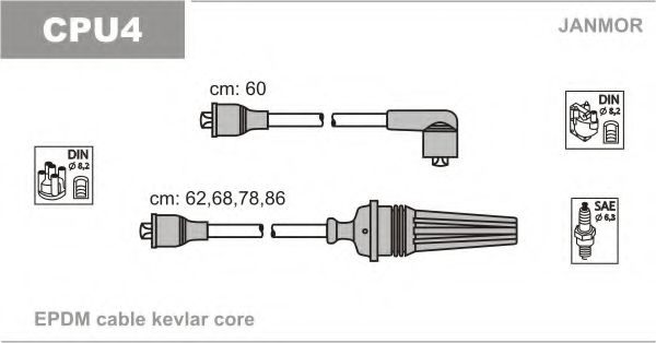 JANMOR - CPU4 - Комплект проводов зажигания (Система зажигания)