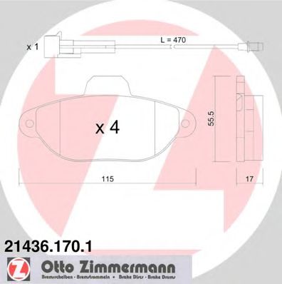 ZIMMERMANN - 21436.170.1 - Комплект тормозных колодок, дисковый тормоз (Тормозная система)