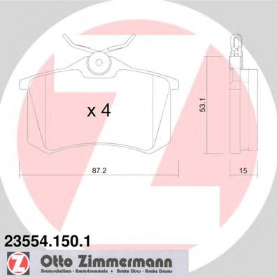 ZIMMERMANN - 23554.150.1 - Комплект тормозных колодок, дисковый тормоз (Тормозная система)