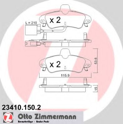 ZIMMERMANN - 23410.150.2 - Комплект тормозных колодок, дисковый тормоз (Тормозная система)