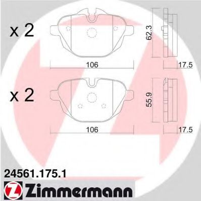 ZIMMERMANN - 24561.175.1 - Комплект тормозных колодок, дисковый тормоз (Тормозная система)