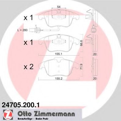 ZIMMERMANN - 24705.200.1 - Комплект тормозных колодок, дисковый тормоз (Тормозная система)