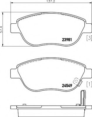 HELLA - 8DB 355 013-371 - Комплект тормозных колодок, дисковый тормоз (Тормозная система)