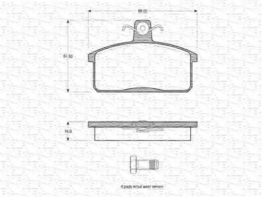 MAGNETI MARELLI - 363702160600 - Комплект тормозных колодок, дисковый тормоз (Тормозная система)