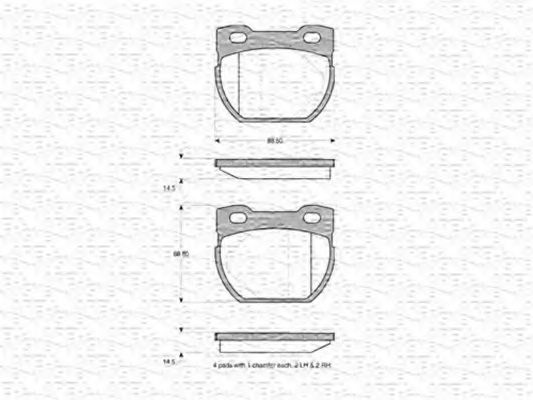 MAGNETI MARELLI - 363702160627 - Комплект тормозных колодок, дисковый тормоз (Тормозная система)