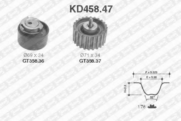 SNR - KD458.47 - Комплект ремня ГРМ (Ременный привод)