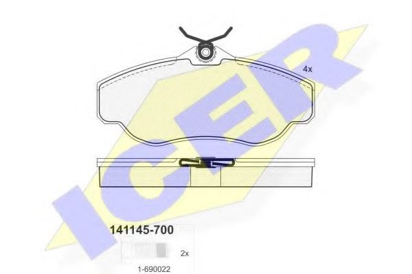 ICER - 141145-700 - Комплект тормозных колодок, дисковый тормоз (Тормозная система)