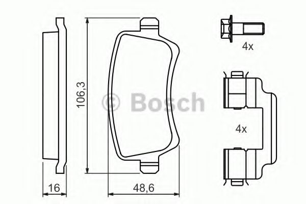 BOSCH - 0 986 494 213 - Комплект тормозных колодок, дисковый тормоз (Тормозная система)