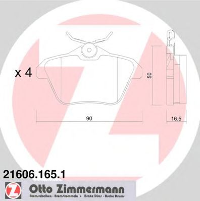 ZIMMERMANN - 21606.165.1 - Комплект тормозных колодок, дисковый тормоз (Тормозная система)