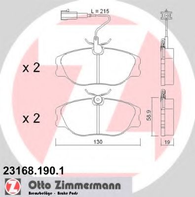 ZIMMERMANN - 23168.190.1 - Комплект тормозных колодок, дисковый тормоз (Тормозная система)