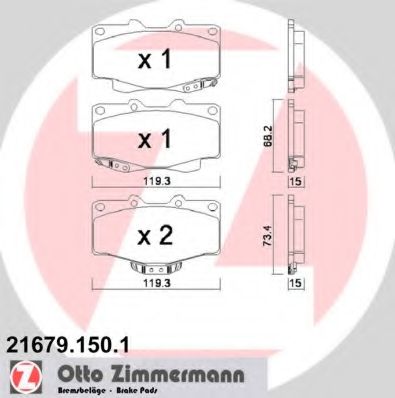 ZIMMERMANN - 21679.150.1 - Комплект тормозных колодок, дисковый тормоз (Тормозная система)