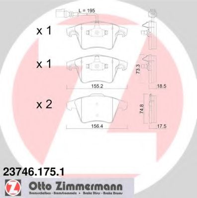 ZIMMERMANN - 23746.175.1 - Комплект тормозных колодок, дисковый тормоз (Тормозная система)