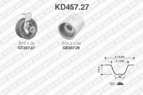 SNR - KD457.27 - Комплект ремня ГРМ (Ременный привод)