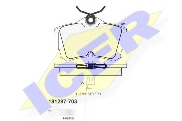 ICER - 181287-703 - Комплект тормозных колодок, дисковый тормоз (Тормозная система)