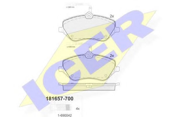 ICER - 181657-700 - Комплект тормозных колодок, дисковый тормоз (Тормозная система)