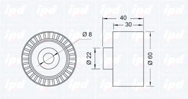 IPD - 15-1025 - Паразитный / Ведущий ролик, зубчатый ремень (Ременный привод)