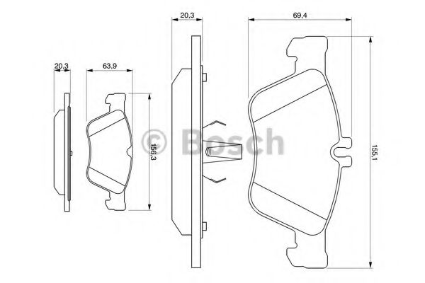 BOSCH - 0 986 494 001 - Комплект тормозных колодок, дисковый тормоз (Тормозная система)