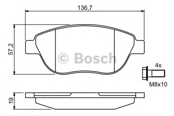 BOSCH - 0 986 494 038 - Комплект тормозных колодок, дисковый тормоз (Тормозная система)