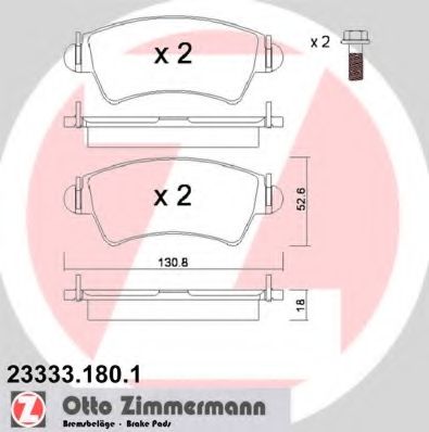 ZIMMERMANN - 23333.180.1 - Комплект тормозных колодок, дисковый тормоз (Тормозная система)