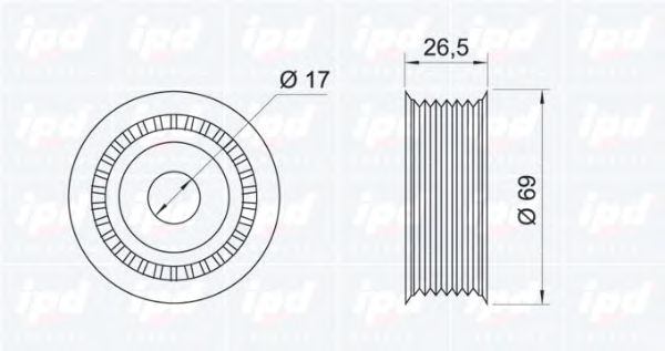 IPD - 15-0026 - Паразитный / ведущий ролик, поликлиновой ремень (Ременный привод)