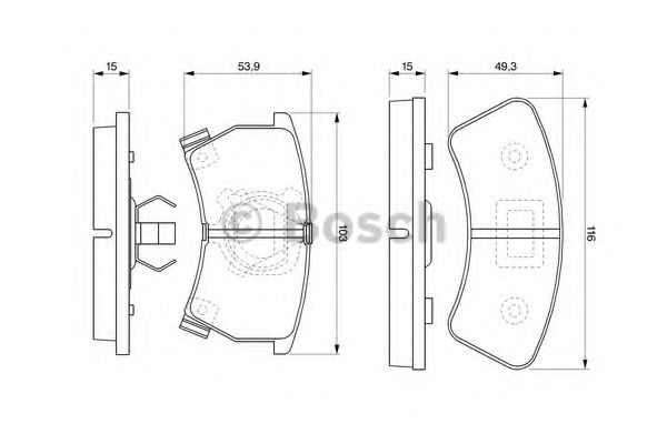 BOSCH - 0 986 424 006 - Комплект тормозных колодок, дисковый тормоз (Тормозная система)