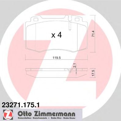 ZIMMERMANN - 23271.175.1 - Комплект тормозных колодок, дисковый тормоз (Тормозная система)