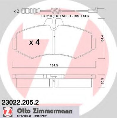 ZIMMERMANN - 23022.205.2 - Комплект тормозных колодок, дисковый тормоз (Тормозная система)