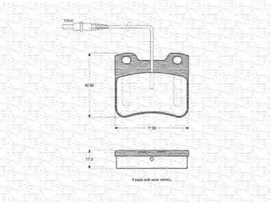 MAGNETI MARELLI - 430216170546 - Комплект тормозных колодок, дисковый тормоз (Тормозная система)