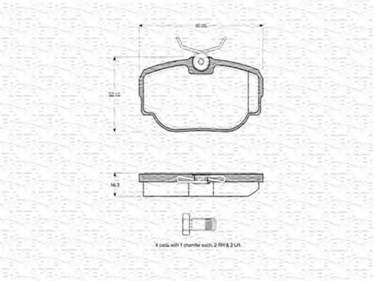 MAGNETI MARELLI - 363702160590 - Комплект тормозных колодок, дисковый тормоз (Тормозная система)