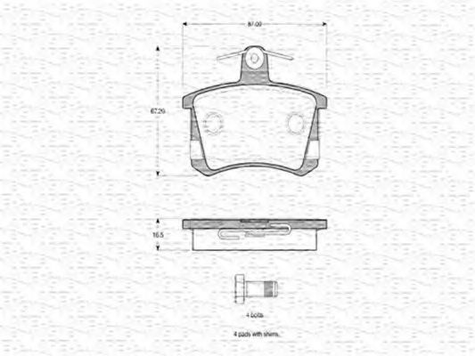 MAGNETI MARELLI - 363702160598 - Комплект тормозных колодок, дисковый тормоз (Тормозная система)