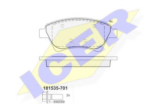 ICER - 181535-701 - Комплект тормозных колодок, дисковый тормоз (Тормозная система)