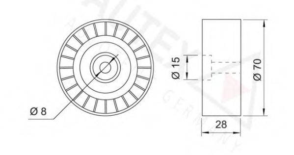 AUTEX - 654094 - Паразитный / ведущий ролик, поликлиновой ремень (Ременный привод)