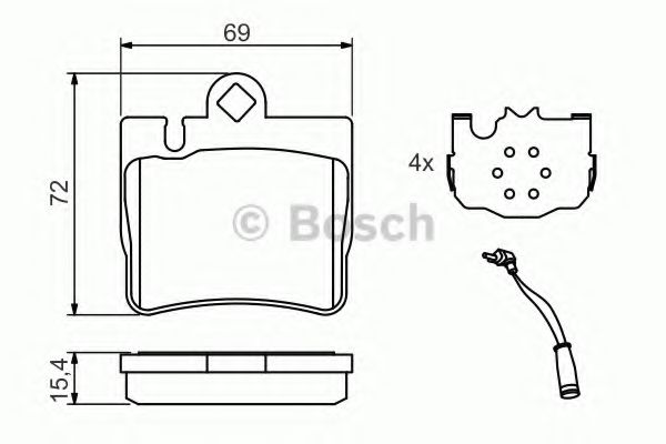 BOSCH - 0 986 424 830 - Комплект тормозных колодок, дисковый тормоз (Тормозная система)