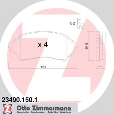 ZIMMERMANN - 23490.150.1 - Комплект тормозных колодок, дисковый тормоз (Тормозная система)