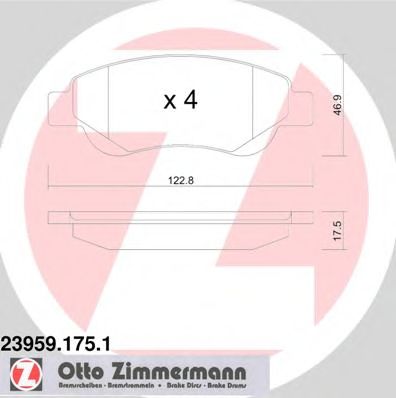 ZIMMERMANN - 23959.175.1 - Комплект тормозных колодок, дисковый тормоз (Тормозная система)
