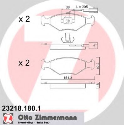 ZIMMERMANN - 23218.180.1 - Комплект тормозных колодок, дисковый тормоз (Тормозная система)