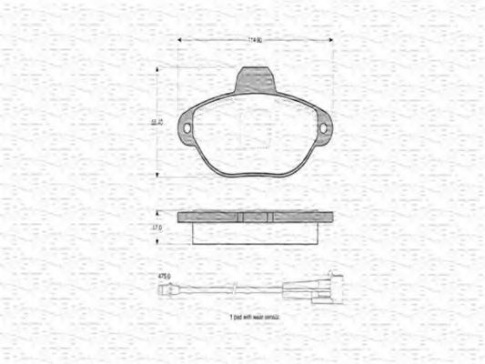 MAGNETI MARELLI - 363702160298 - Комплект тормозных колодок, дисковый тормоз (Тормозная система)