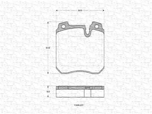 MAGNETI MARELLI - 363702160597 - Комплект тормозных колодок, дисковый тормоз (Тормозная система)