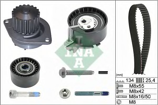 INA - 530 0379 30 - Водяной насос + комплект зубчатого ремня (Охлаждение)