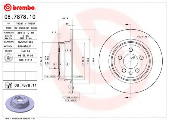 BRECO - BS 7590 - Тормозной диск (Тормозная система)