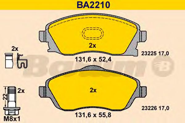 BARUM - BA2210 - Комплект тормозных колодок, дисковый тормоз (Тормозная система)