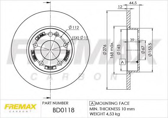 FREMAX - BD-0118 - Тормозной диск (Тормозная система)