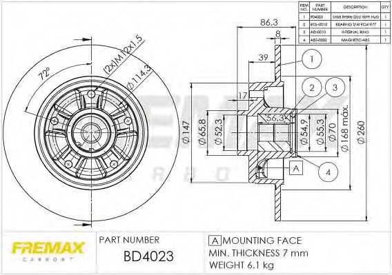 FREMAX - BD-4023 - Тормозной диск (Тормозная система)