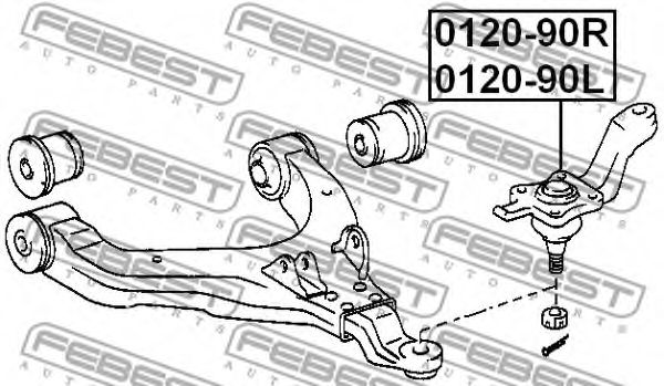 FEBEST - 0120-90R - Несущий / направляющий шарнир (Подвеска колеса)